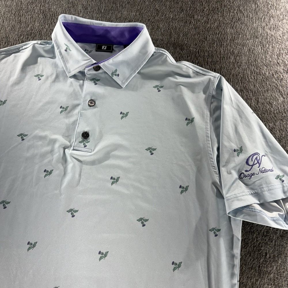 FootJoy ProDry Thistle Print Polo Men's L Osage National Logo